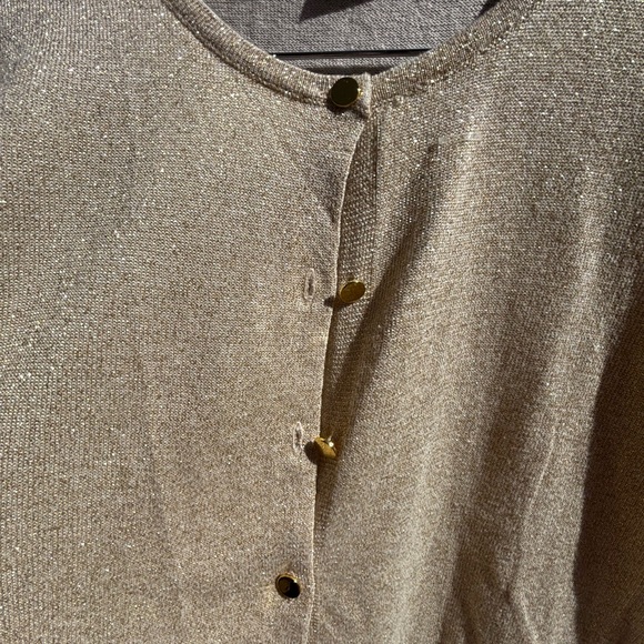 💕LIKE NEW💕 Light Gold Metallic-Thread Cardigan - Picture 6 of 13